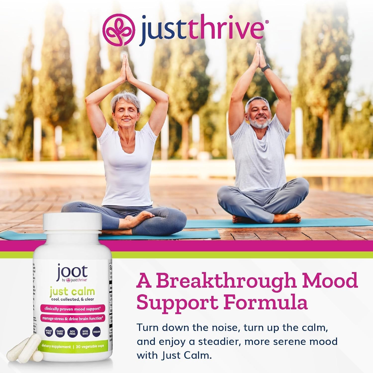 Just Thrive - Just Calm - Cortisol Manager - Calming, Memory, and Mood Support 30 Capsules