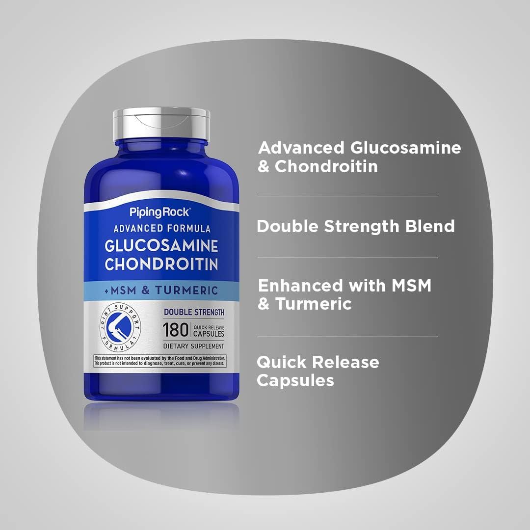 Piping Rock Glucosamine Chondroitin MSM Turmeric | 180 Capsules
