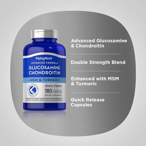 Piping Rock Glucosamine Chondroitin MSM Turmeric | 180 Capsules