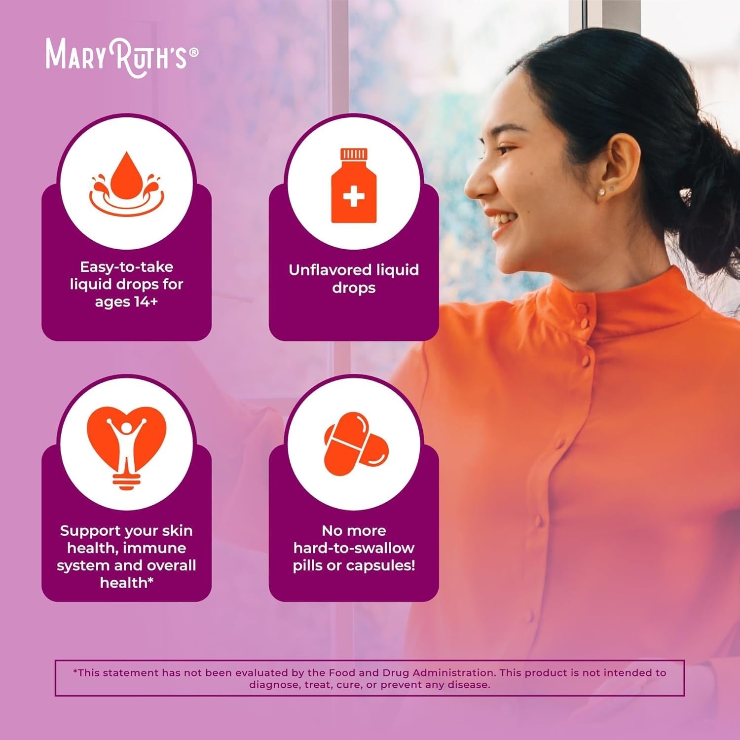 Maryruth Organics USDA Organic Vitamin A Liquid Drops for Immune Support, Eye Health, Skin Health for Ages 14+ | 3 Month Supply/10z