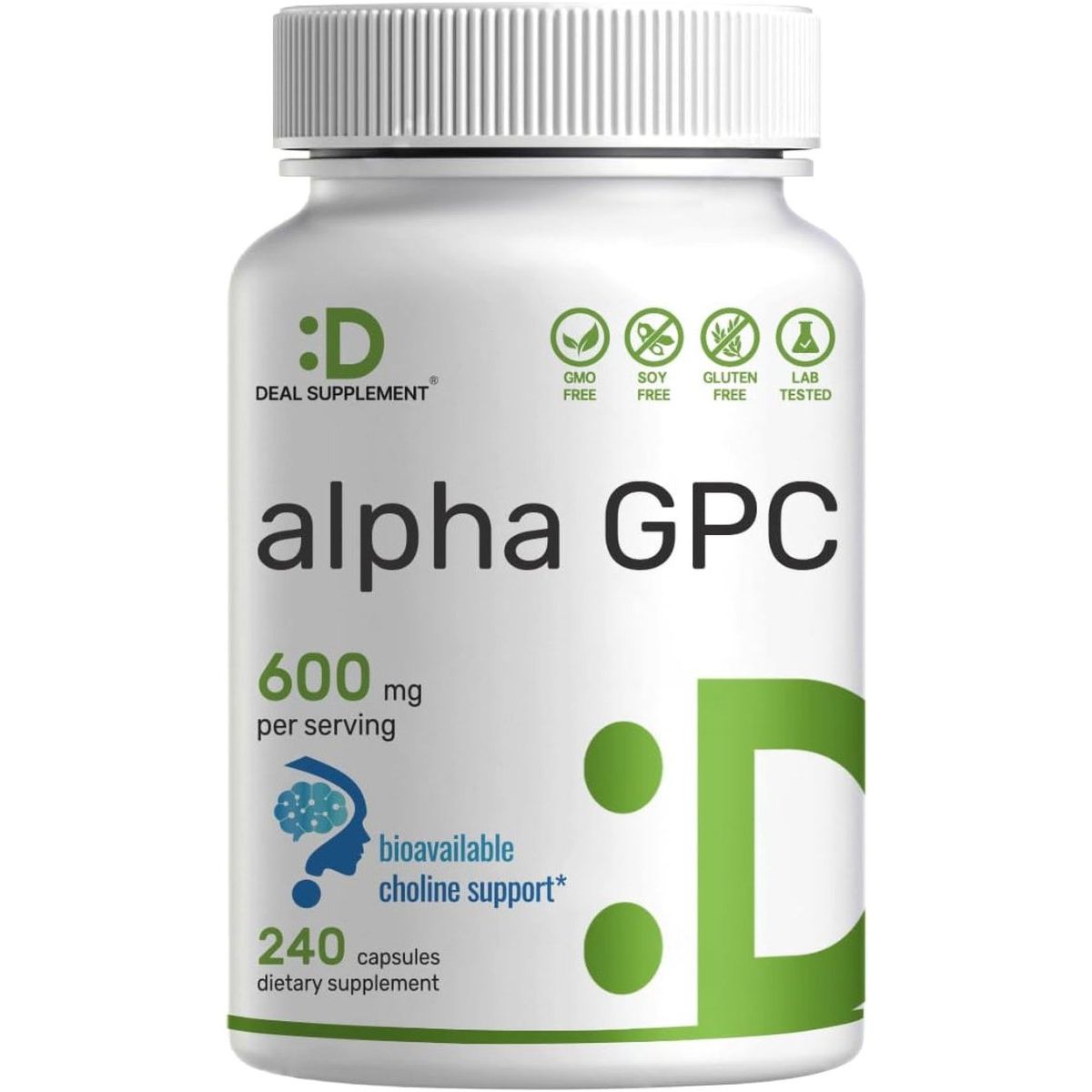 DEAL SUPPLEMENT Alpha GPC 600Mg,240 Capsules – Nootropic Brain Health Supplements for Memory and Focus - Suppviv