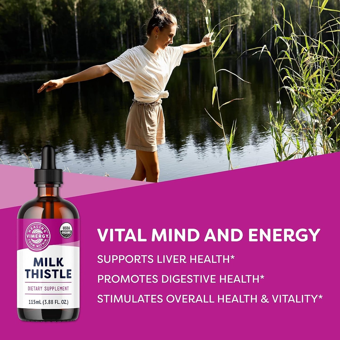 Vimergy Milk Thistle – Supports Liver Function* – Promotes Healthy Digestion*  115 Ml (57 Servings)
