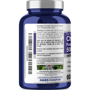 Nusapure Chrysin | Passion Flower Complex 500Mg Supplement 60 Capsules