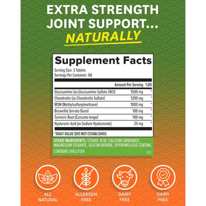 Zenwise Glucosamine Chondroitin Sulfate MSM Curcumin - Joint Support Supplement with Hyaluronic Acid for Extra Strength Relief (180 Count)