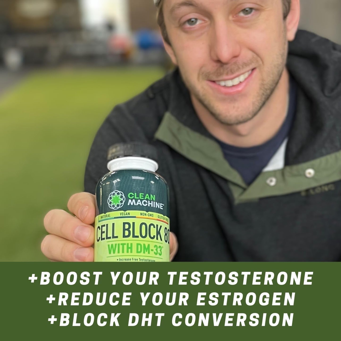 CLEAN MACHINE Cell Block 80 - Natural Vegan Testosterone Support Supplement, Estrogen, DHT & Cortisol Blocker 60 Caps
