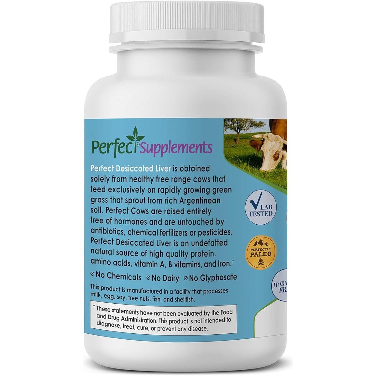 Desiccated Beef Liver Capsules Grass Fed Perfect Supplements 1 PACK - Suppviv