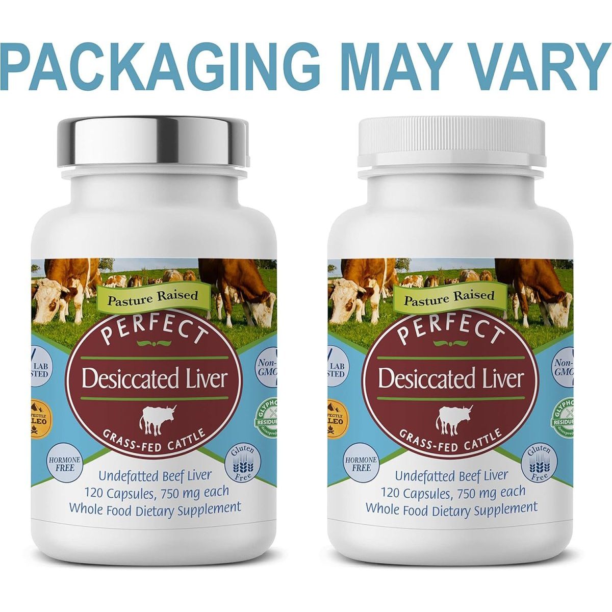 Desiccated Beef Liver Capsules Grass Fed Perfect Supplements 1 PACK - Suppviv