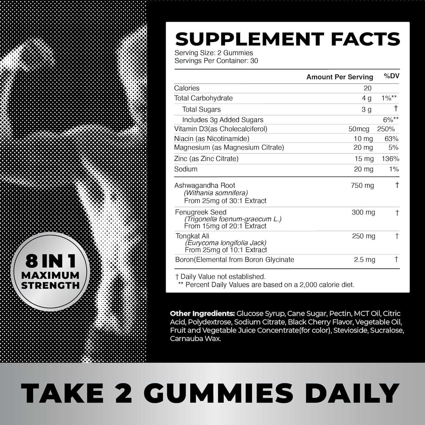 Testosterone Supplement for Men for Muscle Growth, Stamina & Performance 60 Gummies