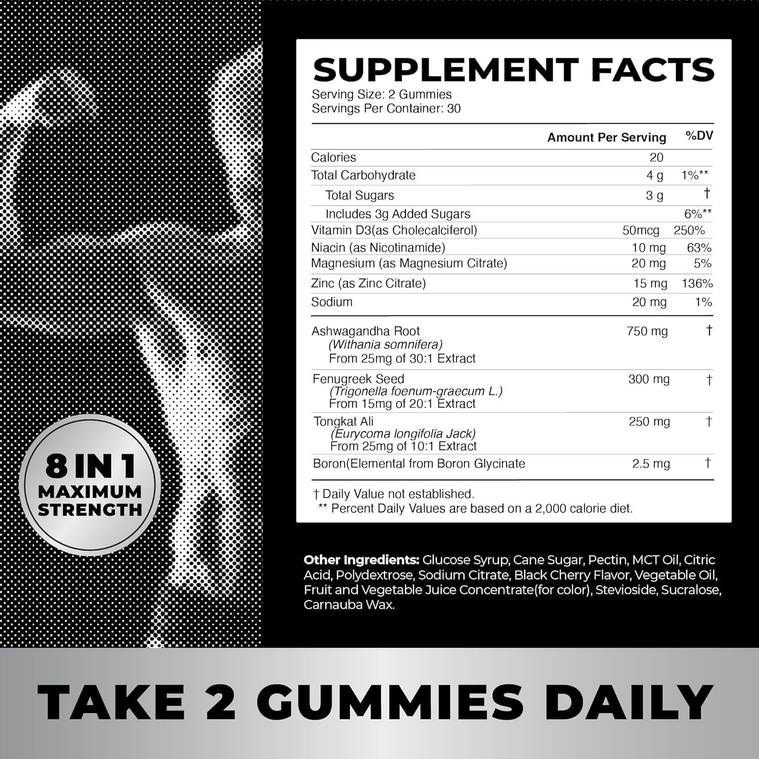 Testosterone Supplement for Men for Muscle Growth, Stamina & Performance 60 Gummies