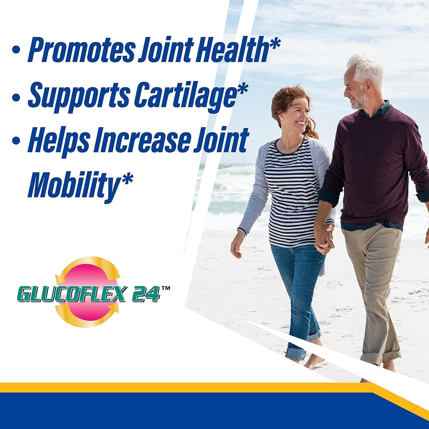 Glucosamine & Chondroitin Sulfate with MSM, 24 Hour Joint Support, Healthy Bones, Supports Healthy Mobility, 30 Servings, 120 Count