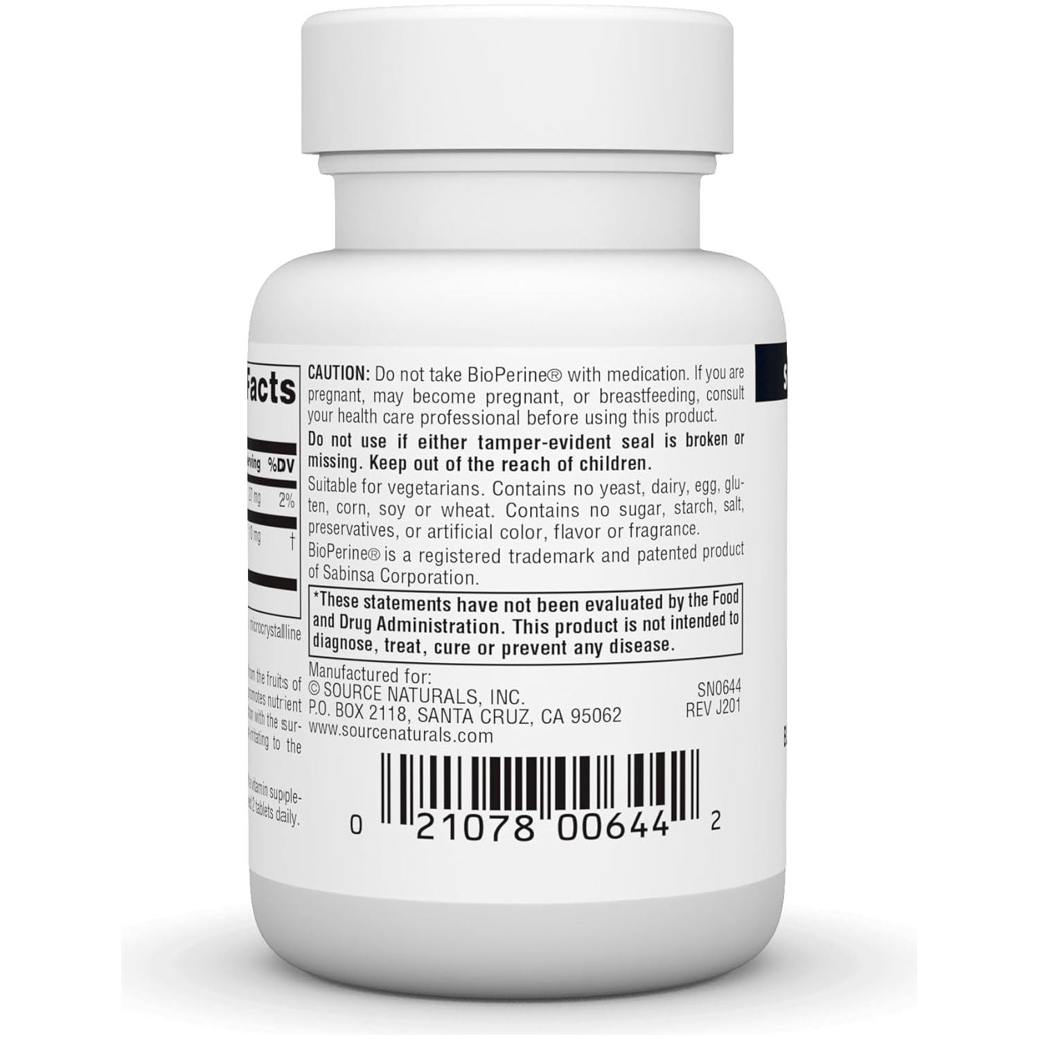 Source Naturals Bioperine - Black Pepper Fruit Extract, Promotes Nutrient Absorption* 10 Mg, 120 Tablets