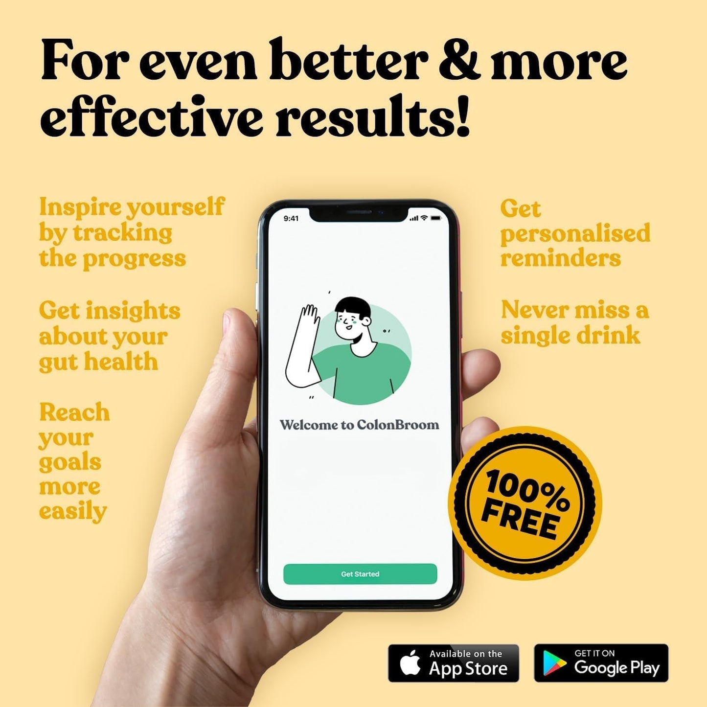 Colonbroom Psyllium Husk Powder with Stevia (Tropical Fruits) - Colon Cleanse for Bloating Relief & Gut Health 50 Servings