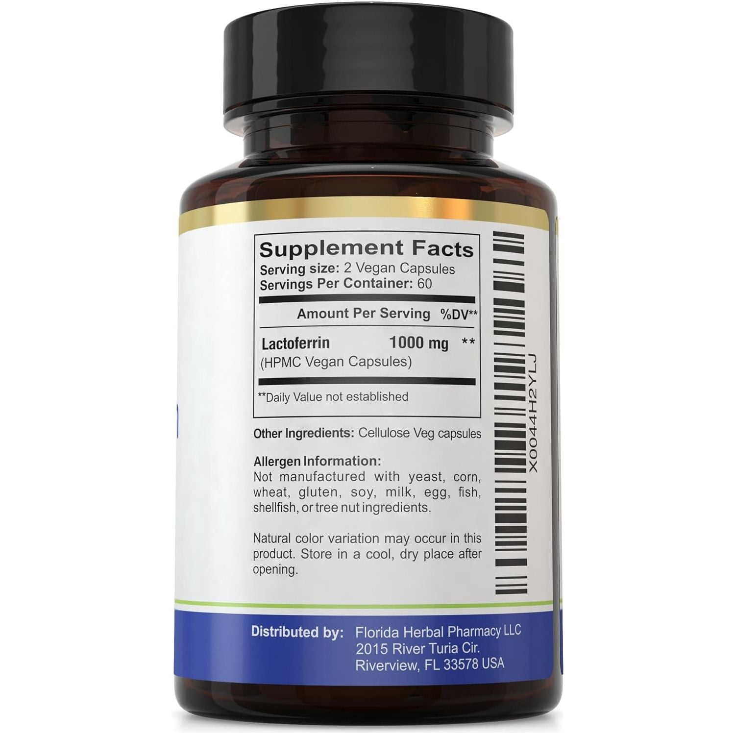 Florida Herbal Pharmacy, LACTOFERRIN Capsules (120 Capsules/500 Mg)