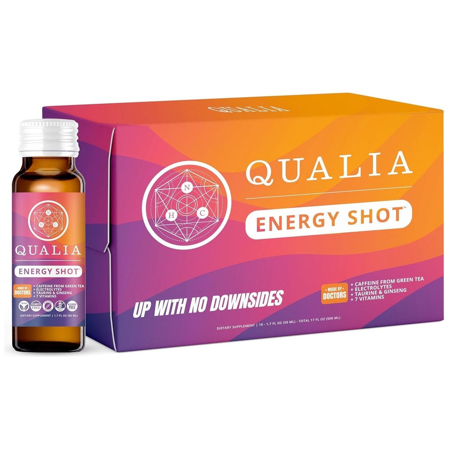 Qualia Energy Shot: Naturopathic Doctor-Formulated W/Ginseng, Lutein, Taurine, B. Vitamin Complex, Magnesium 10 Shots