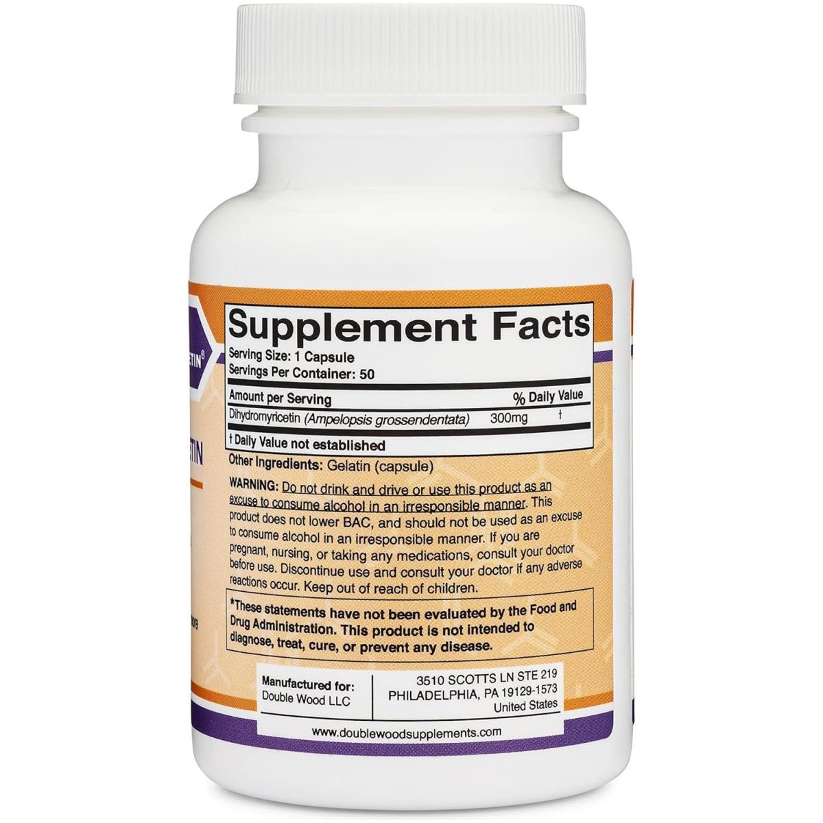 Dihydromyricetin (DHM) 50 Capsules, 300Mg, Liver Support Supplement - Suppviv