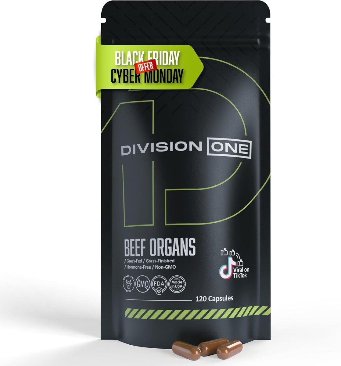 Division One Beef Organ Supplement - Primal Blend with Liver, Heart, Kidney,(120 Caps) - Suppviv