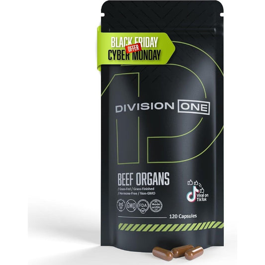 Division One Beef Organ Supplement - Primal Blend with Liver, Heart, Kidney,(120 Caps) - Suppviv
