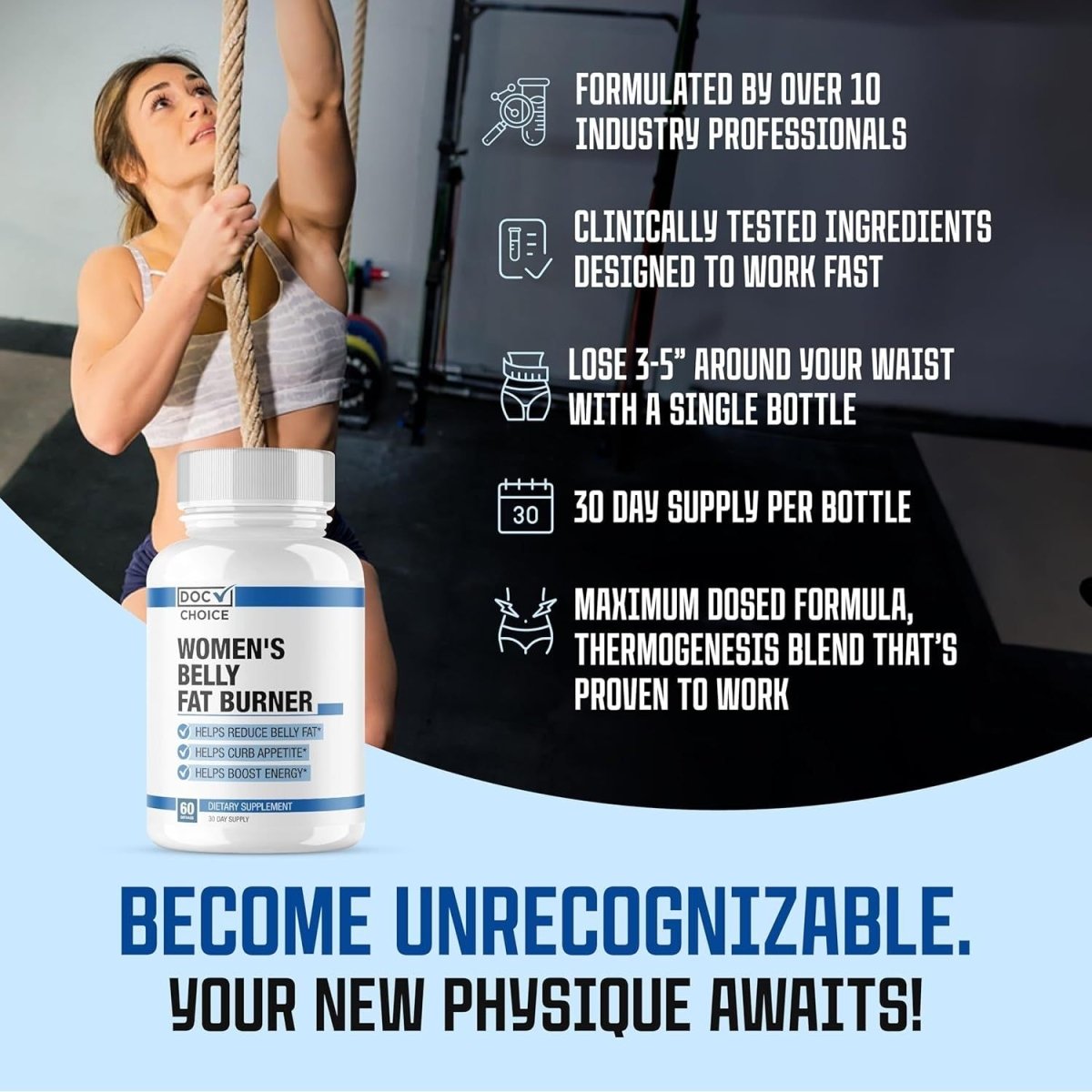 Doc Certified | Belly Fat Burner Weight Loss Pills for Women | Appetite Suppressant, 60 Capsules - Suppviv