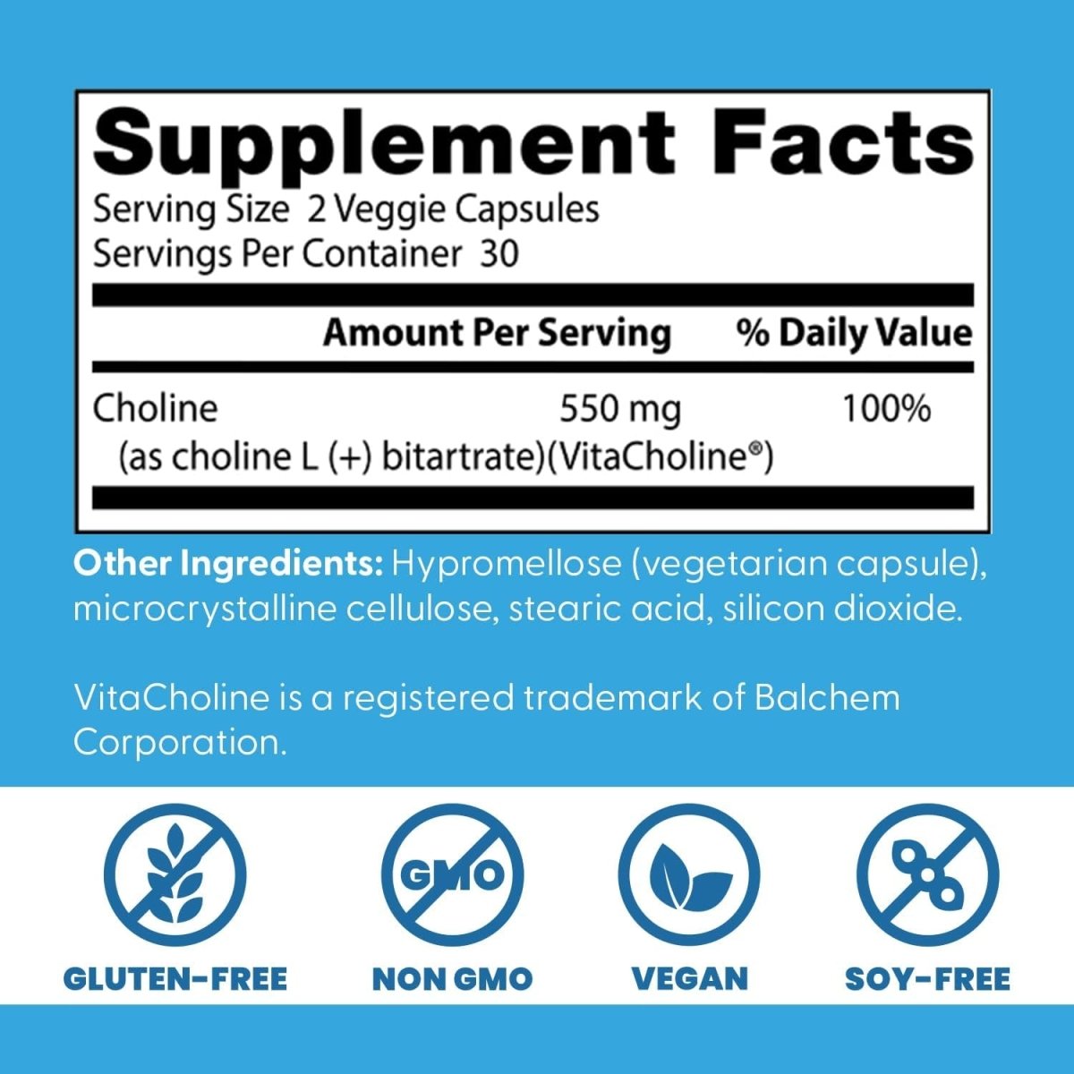 Doctor'S Best Choline L - Bitartrate with Vitacholine 550 Mg, Supports Prenatal Health & Liver Function, 60 Veggie Caps - Suppviv