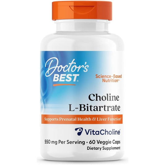 Doctor'S Best Choline L - Bitartrate with Vitacholine 550 Mg, Supports Prenatal Health & Liver Function, 60 Veggie Caps - Suppviv