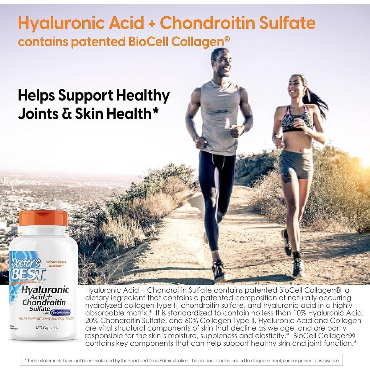 Doctor'S Best Hyaluronic Acid with Chondroitin Sulfate, 180 Count (Pack of 1) - Suppviv