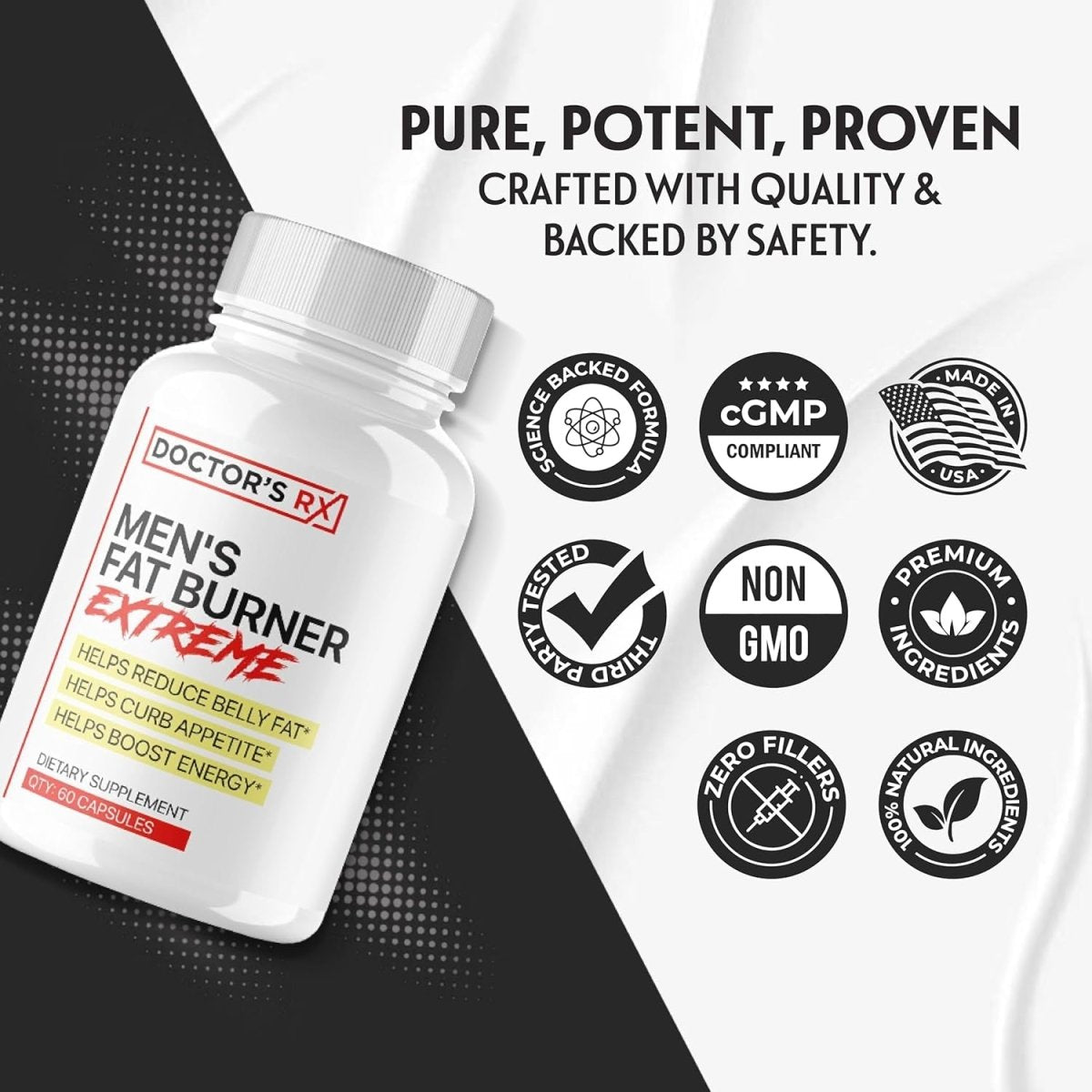 Doctor'S RX | #1 Rated Extreme Belly Fat Burner for Men - 60 Servings - Suppviv