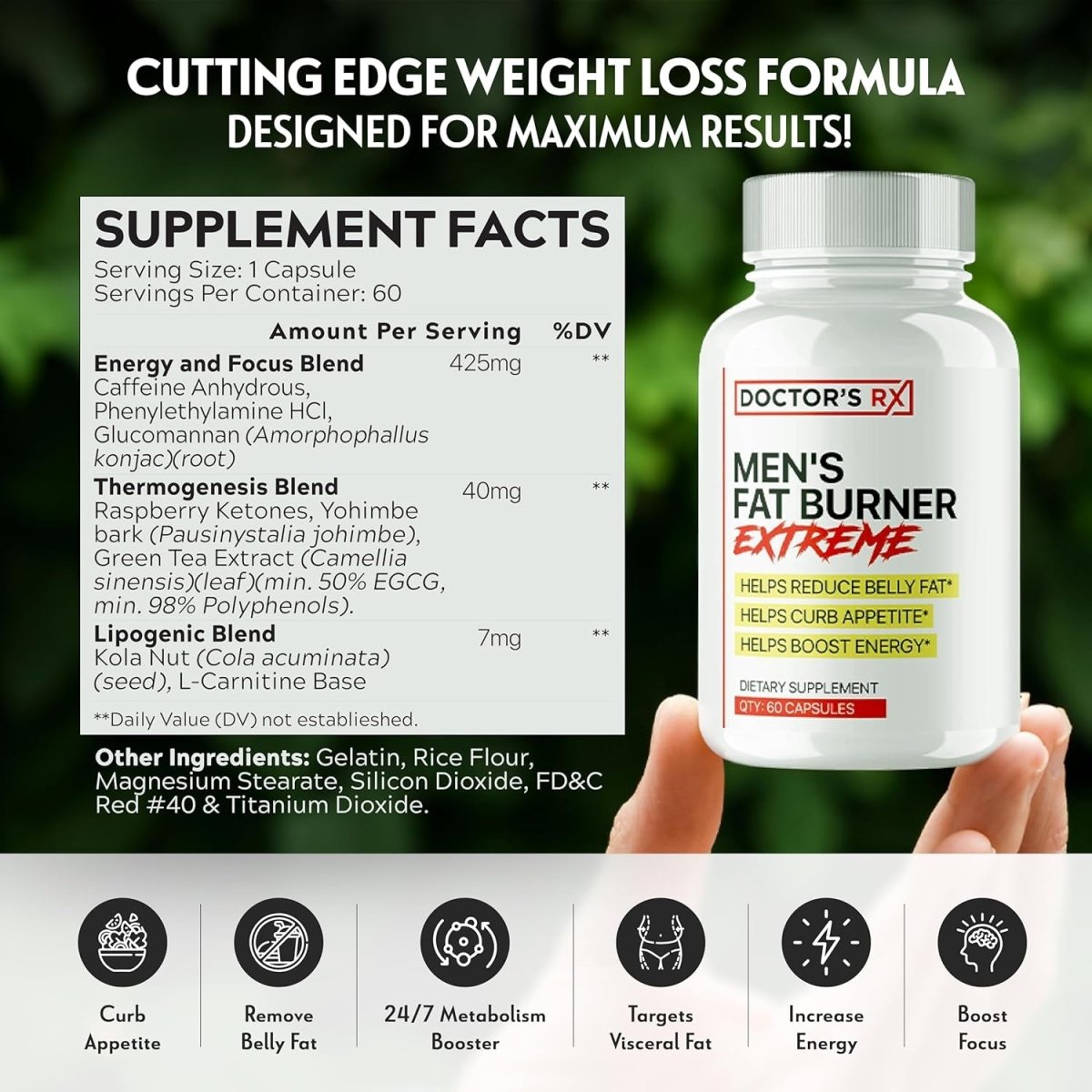 Doctor'S RX | #1 Rated Extreme Belly Fat Burner for Men - 60 Servings - Suppviv