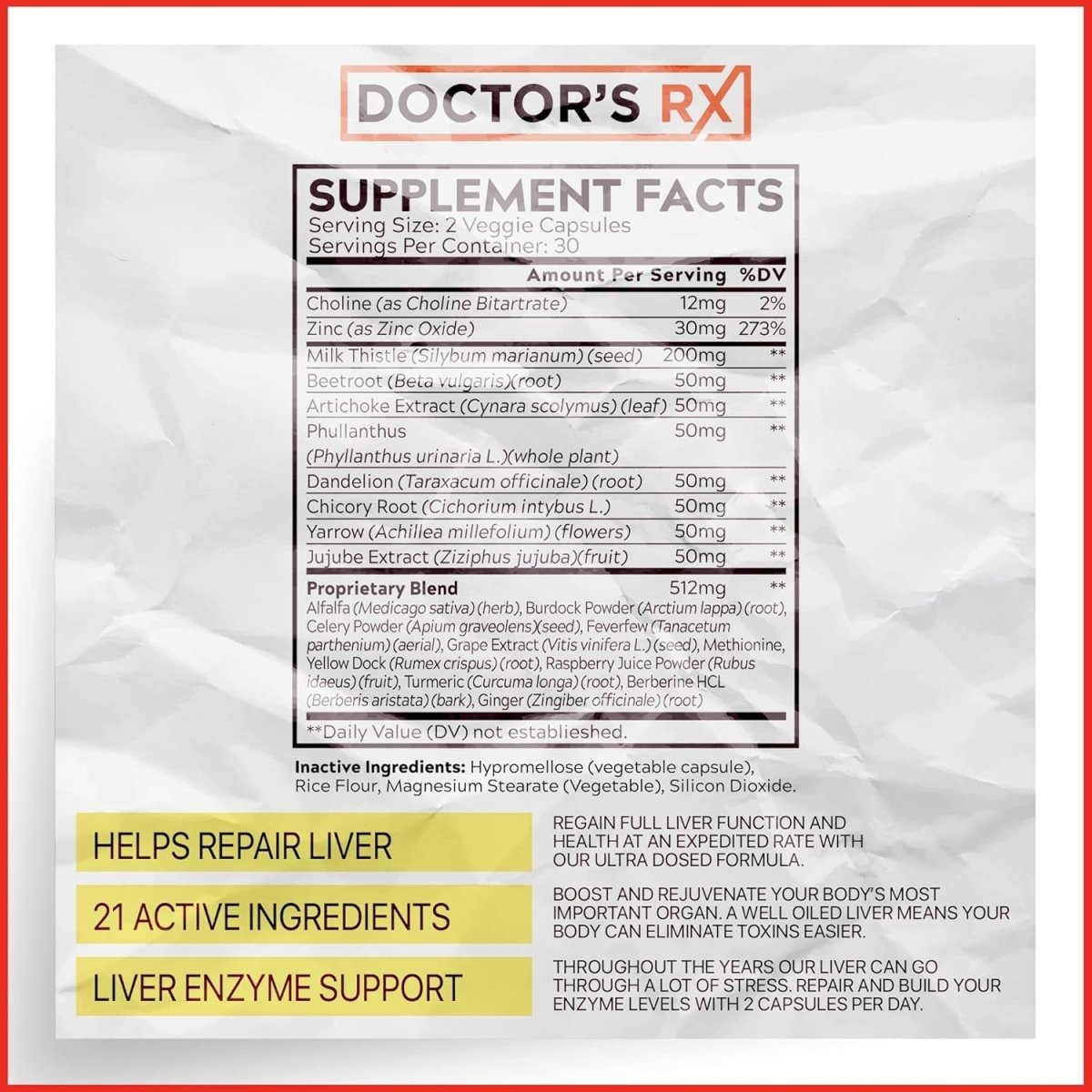 Doctor'S RX Premium Liver Cleanse & Detox Repair 60 Capsules - Suppviv