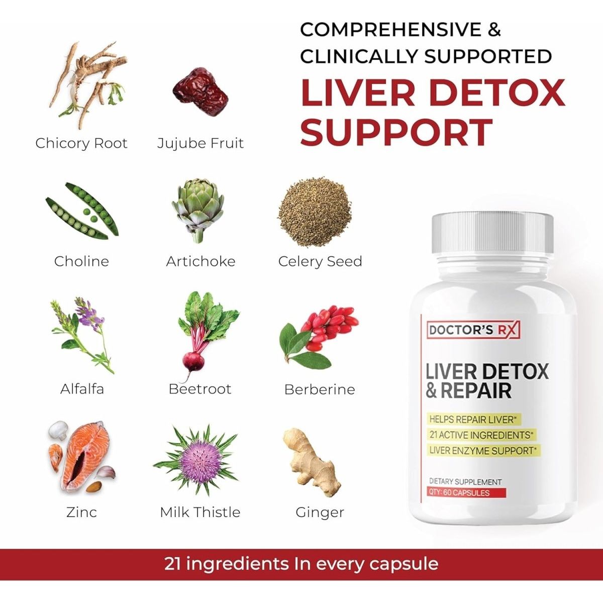 Doctor'S RX Premium Liver Cleanse & Detox Repair 60 Capsules - Suppviv