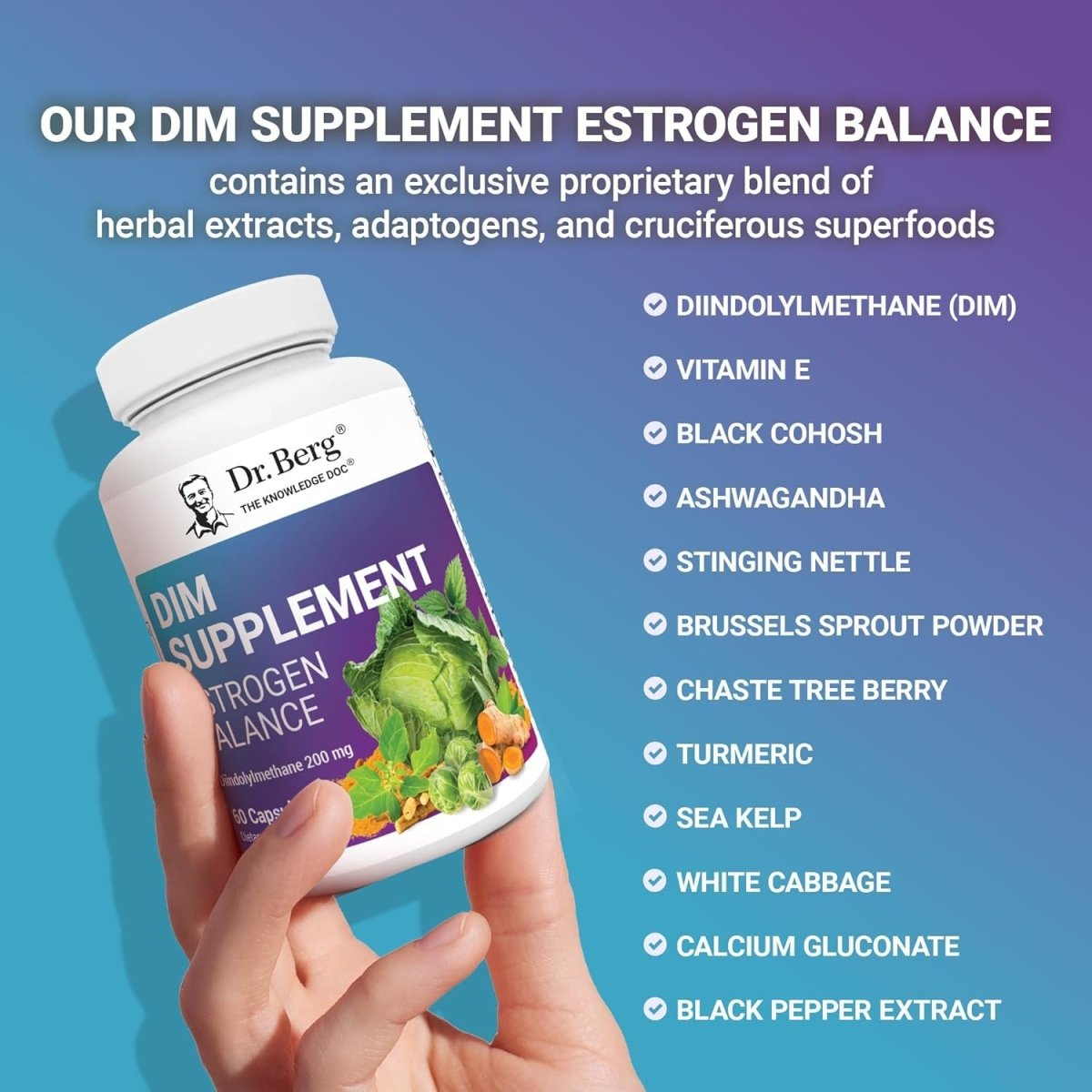 Dr. Berg DIM Supplement Estrogen Balance - 60 Capsules - Suppviv