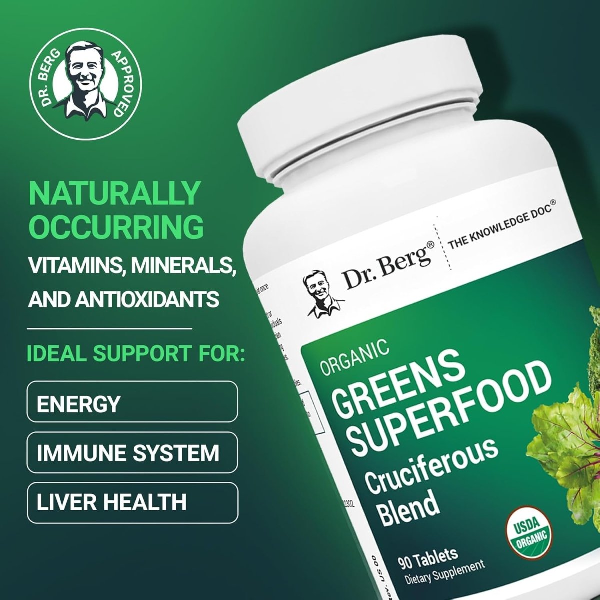 Dr. Berg'S Greens Superfood Cruciferous Vegetable Tablets (90 Tablets) - Suppviv