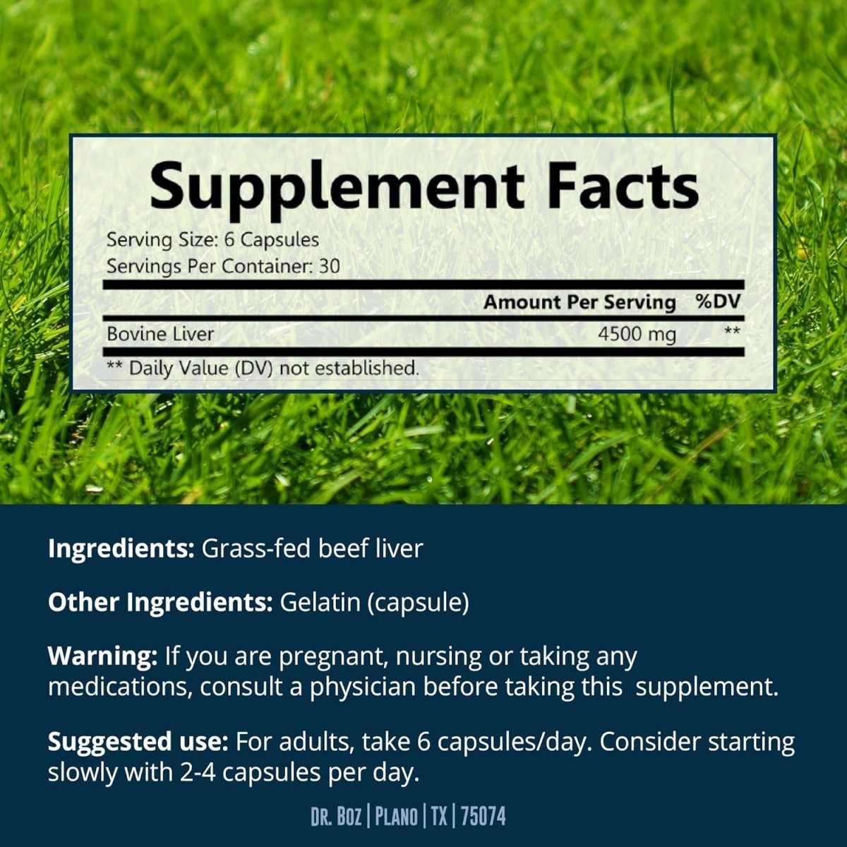 Dr. Boz - Beef Liver Capsules - Nutrient Dense Supplement - [180 Count] - Suppviv