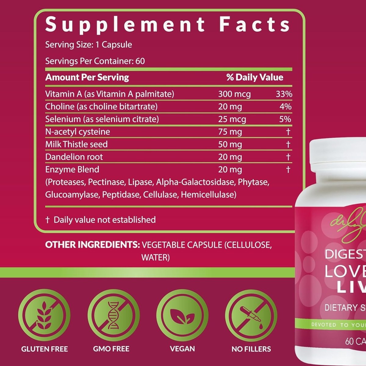 Dr. Liz Cruz Love Thy Liver - Cleanse Detox & Repair Capsules 60 Ct 1 PACK - Suppviv