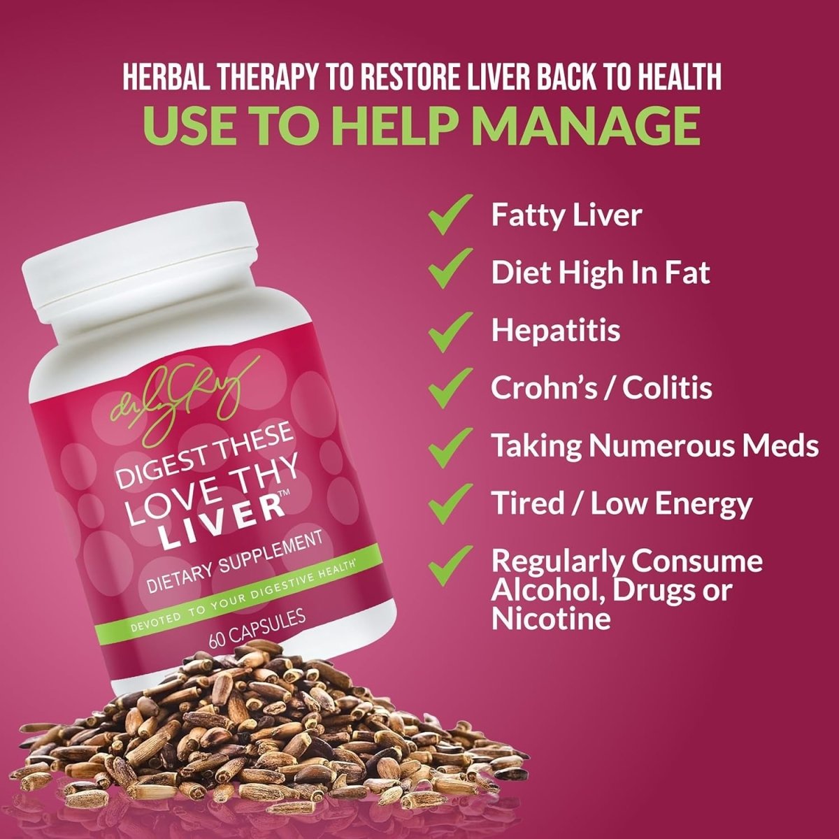 Dr. Liz Cruz Love Thy Liver - Cleanse Detox & Repair Capsules 60 Ct 1 PACK - Suppviv