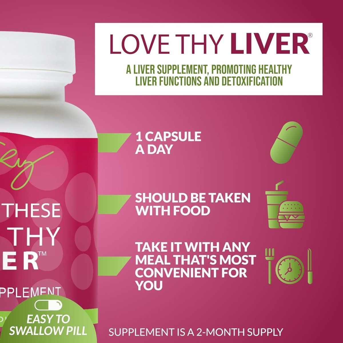 Dr. Liz Cruz Love Thy Liver - Cleanse Detox & Repair Capsules 60 Ct 1 PACK - Suppviv