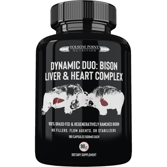 Dynamic Duo: 100% Grass - Fed Bison Liver & Heart Complex Supplement 1 PACK - Suppviv