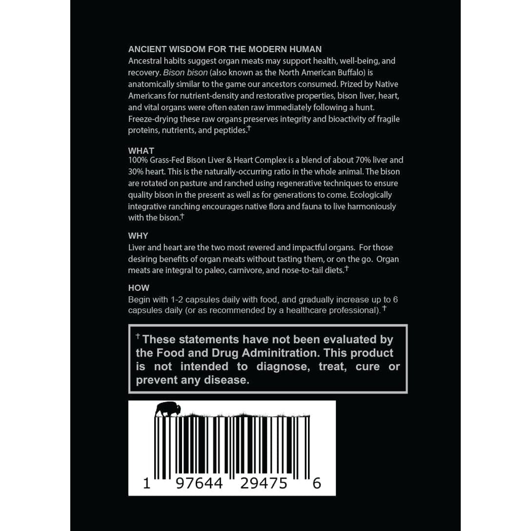 Dynamic Duo: 100% Grass - Fed Bison Liver & Heart Complex Supplement 1 PACK - Suppviv