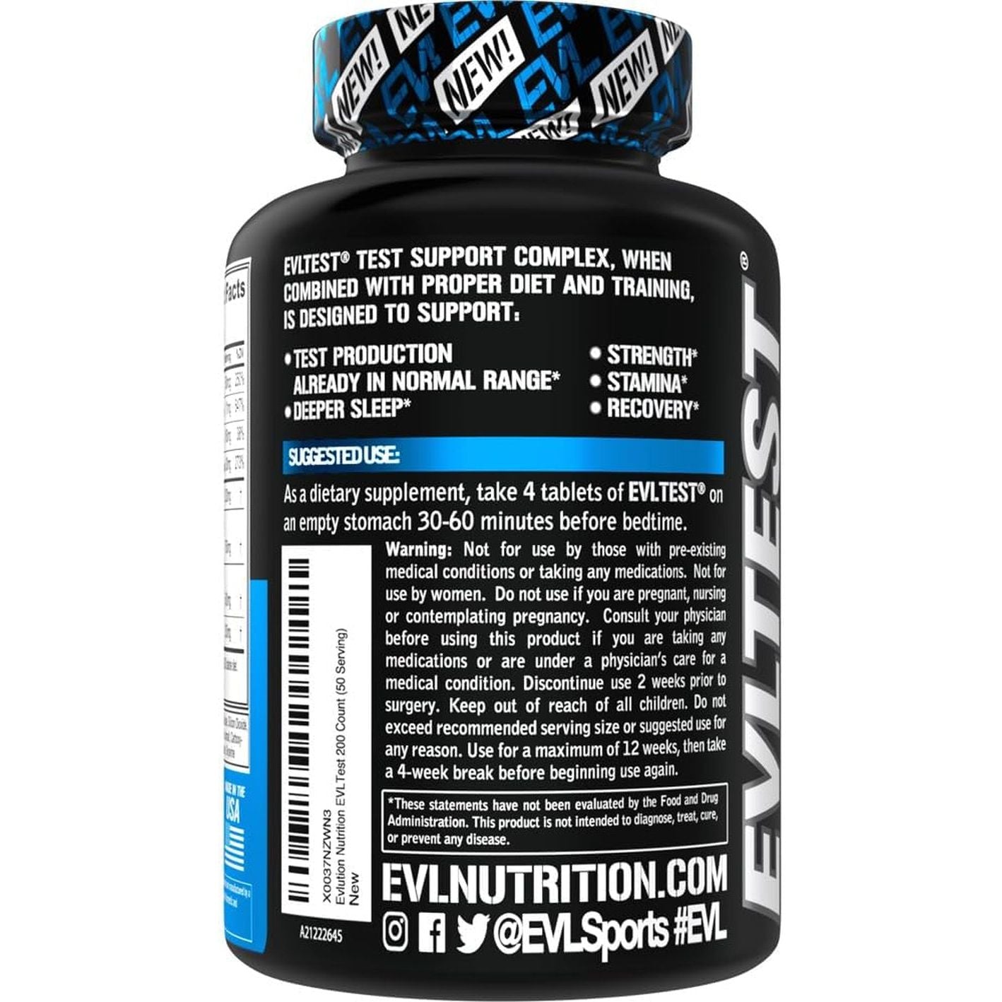 EVL Testosterone Booster for Men - Post Workout Recovery Testosterone Support Supplement