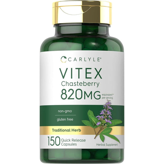 Carlyle Vitex Chasteberry Supplement | 820Mg | 150 Capsules | Vitex Agnus-Castus Fruit for Women | Non-Gmo, Gluten Free