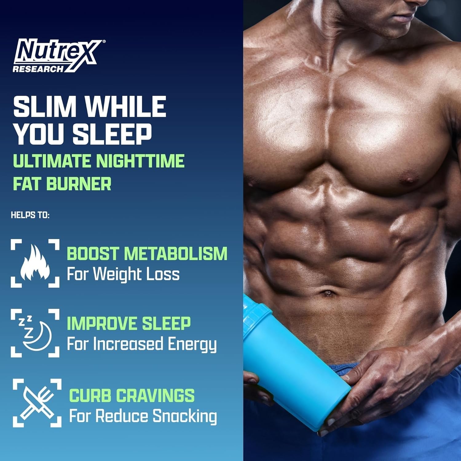 Nutrex Lipo 6 Nighttime Fat Burner | Melatonin Sleep Aid & Weight Loss Diet Pills 30 Servings 