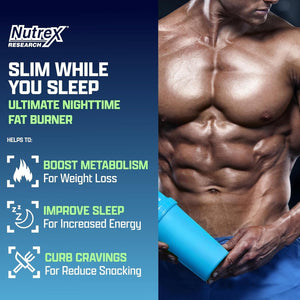 Nutrex Lipo 6 Nighttime Fat Burner | Melatonin Sleep Aid & Weight Loss Diet Pills 30 Servings 