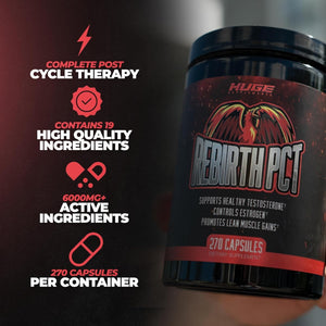 Rebirth PCT Supplement for Men, Most Stacked & Complete Post Cycle Therapy Formula (270 Capsules)