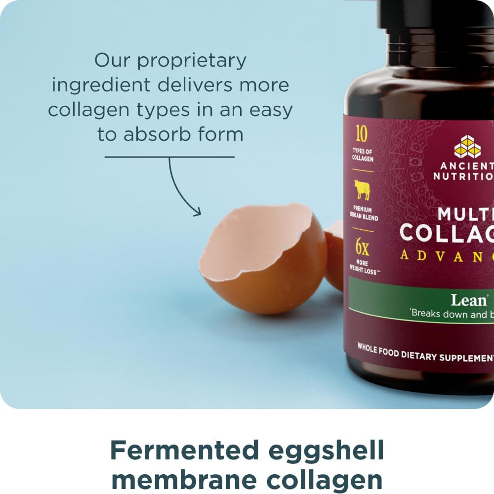 Ancient Nutrition Advanced Collagen Protein Lean with Probiotics, Supports Healthy Weight and Fat Loss, 90 Count