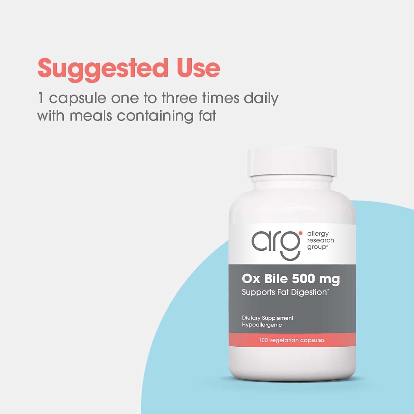 Allergy Research Group Ox Bile 500Mg - Digestive Enzymes for Liver, Ox Bile Supplement 100 Count