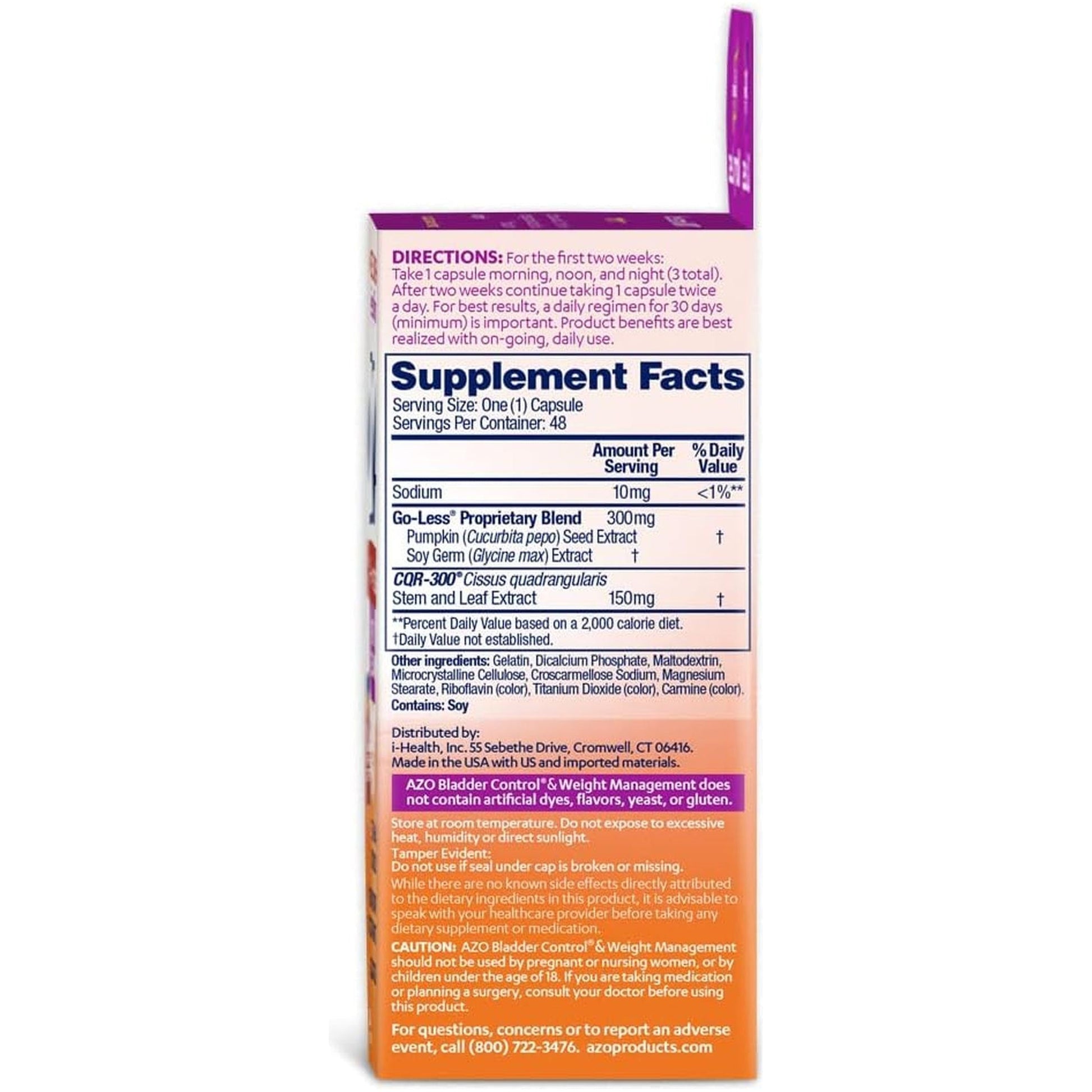 AZO Bladder Control with Go-Less® & Weight Management | Promotes Healthy Metabolism* | Supports a Good Night’S Sleep* | 48 Capsules