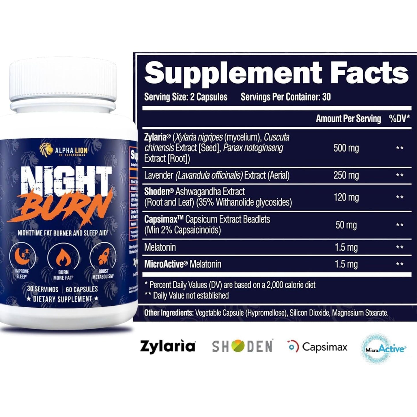 ALPHA LION Night Burn Metabolism Booster for Weight Loss (60 Capsules)