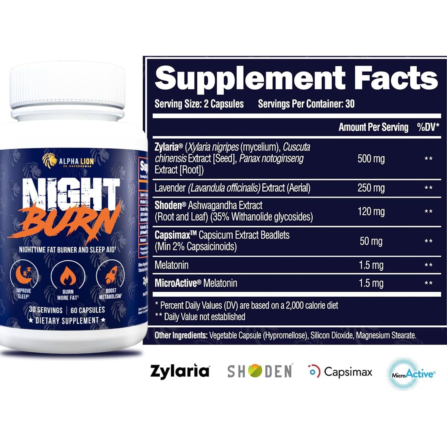 ALPHA LION Night Burn Metabolism Booster for Weight Loss (60 Capsules)