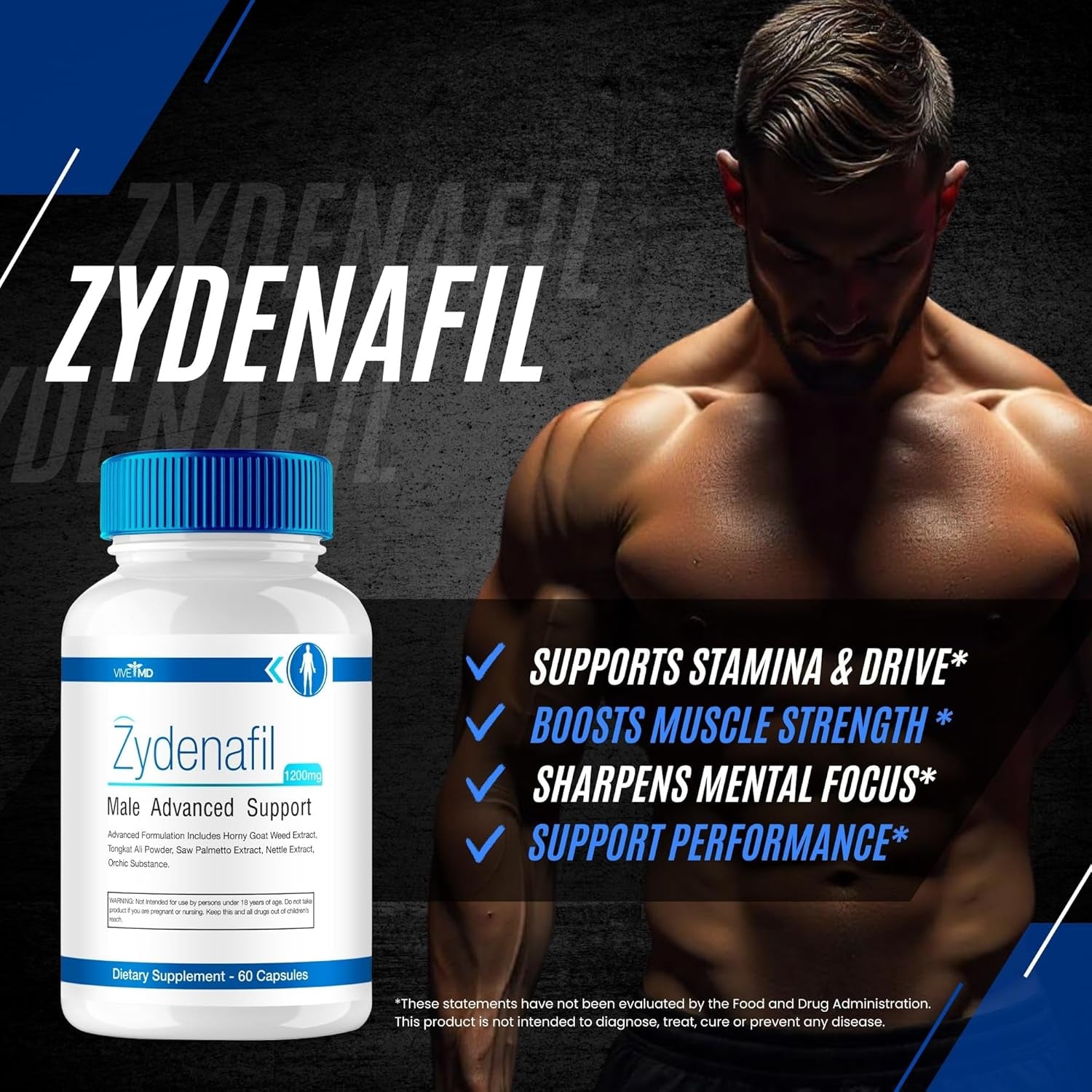 Zydenafil Pills for Men Advanced Formula - Zydenafil 1200Mg for Maximum Strength (60 Capsules)