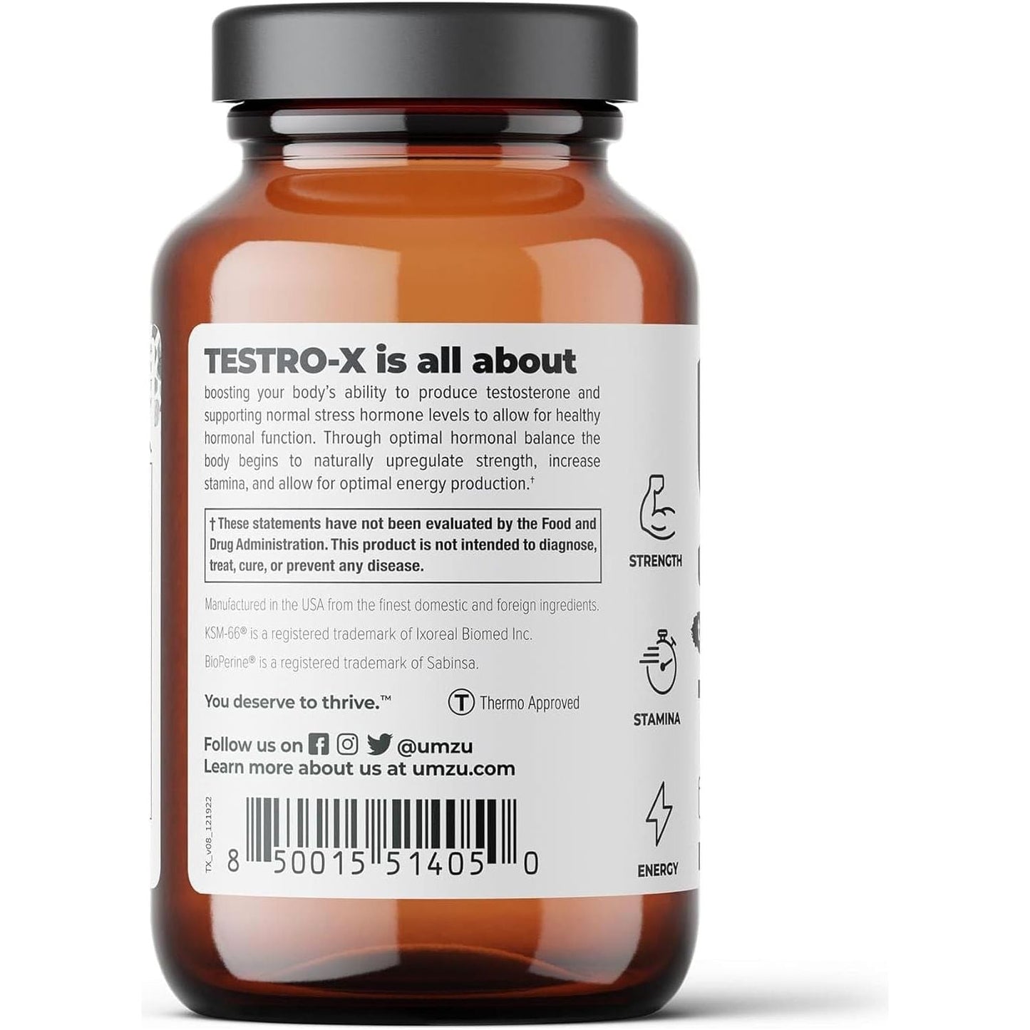 UMZU Testro-X Testosterone Supplement for Men | Support Energy, Strength, Stamina & Healthy T Levels (30 Day Supply)
