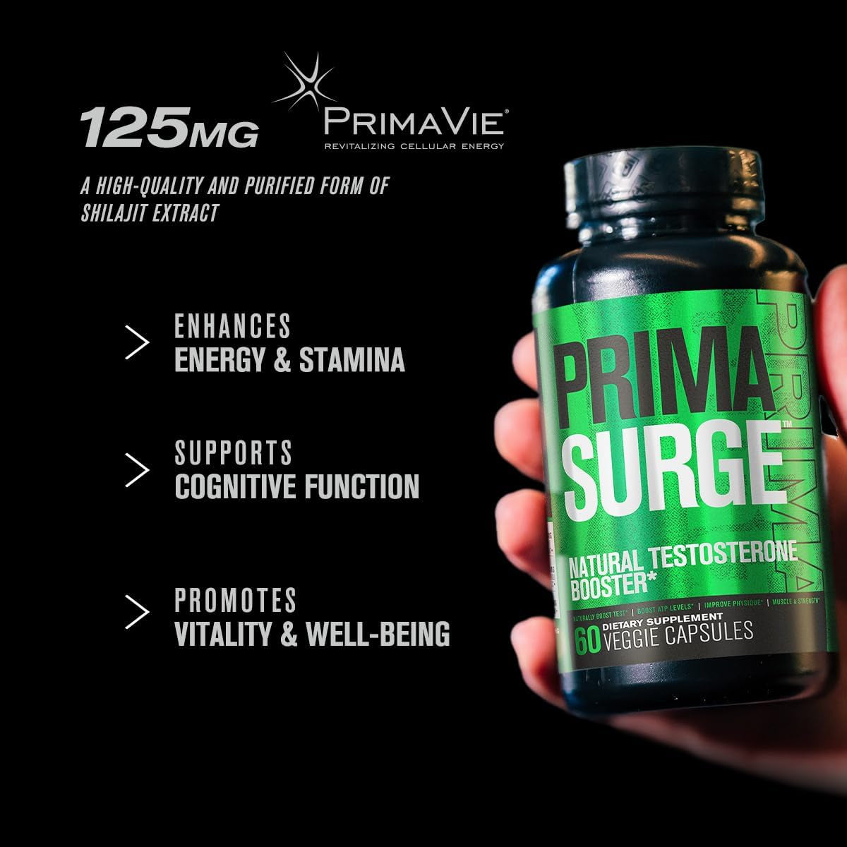 Jacked Factory Testosterone Booster for Men PRIMASURGE - W/Tongkat Ali, Primavie, Ashwagandha 60 Veggie Pills